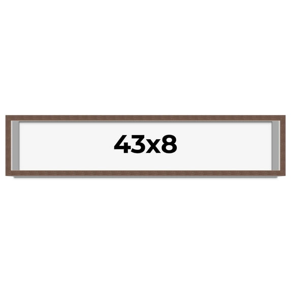 43x8 Shadow Box Frame Brown | 1.125 inches Deep Real Wood Rustic Shadowbox Display Frame | UV