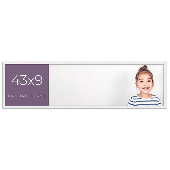 43x9 Frame White Real Wood Picture Frame Width 0.75 inches | Interior Frame Depth 0.5 inches |