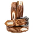 thumbnail image 1 of 44  1-1/2" Wide Western Basket Weave Tooled Rawhide Braided Full-Grain Leather Belt 2678RS, 1 of 2