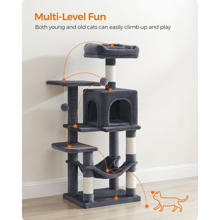 44.1'' Cat Tree Tower for Indoor Cats ,Multi-Level Cat Condo Cat Furniture with Scratching Posts,Smoky Gray