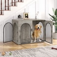 thumbnail image 1 of Hzuaneri 44.1" Wooden Dog Crate Furniture, Indoor Dog Cage for Medium to Large Dog, Decorative Pet House Side End Table TV Stand, Chew-Resistant, Greige Black, 1 of 12