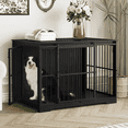 thumbnail image 1 of Hzuaneri 44 Inch Dog Crate Furniture, XL Indoor Dog Kennel for Large Dog with Barn Door, Heavy Duty Wooden Dog Cage as TV Stand & End Table, Black, 1 of 8