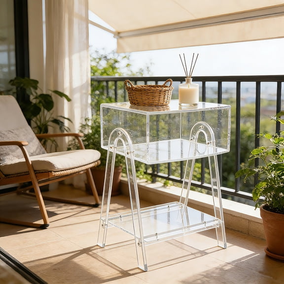 44*32*57cm Acrylic Side Table, Clear Nightstand, Free Standing Tea/Coffee table
