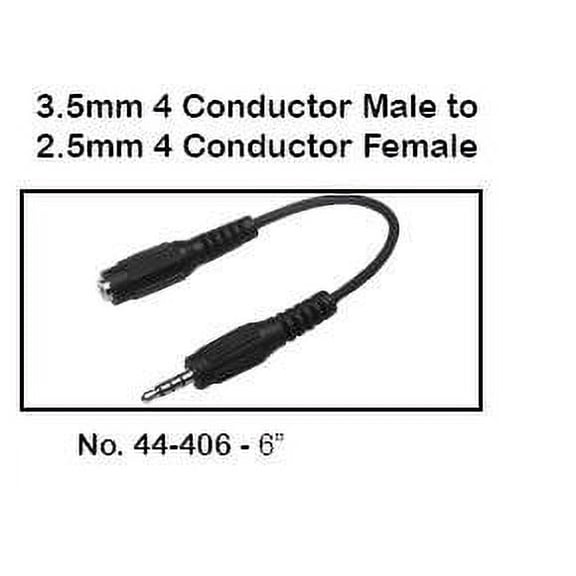 44-406 Cable Adapter 3.5mm 4 Conductor Male to 2.5mm 4 Conductor Female 6in. - 44-406