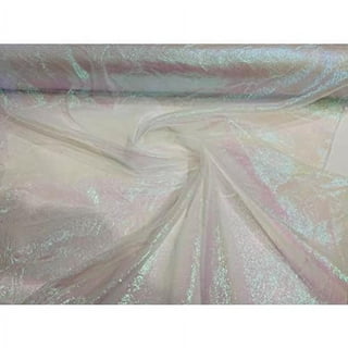 Irridescent Crush Shimmer Organza White, Fabric by the Yard