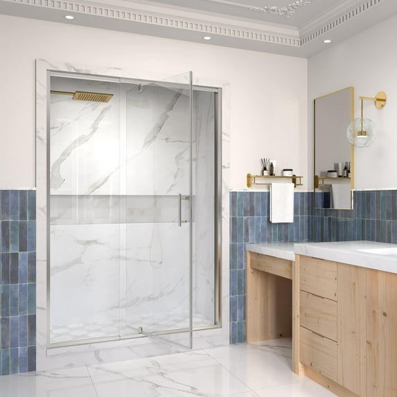 44-48" W x 71" H Pivot Swing Shower Door, Frame Glass Door with 1/4"(6mm) Clear SGCC Tempered Glass, Magnetic Closing, Chrome Finish, ACE