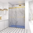 thumbnail image 1 of 44-48" W x 74" H Frameless Shower Door, Double Sliding Door with 5/16" SGCC Tempered Clear Glass, Soft-Closing, Brushed Gold, 1 of 11