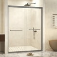 thumbnail image 1 of 44-48 in.W x 72 in.H Double Sliding Framed Shower Door,Clear Tempered Glass,Stainless Steel Frame,Grey, 1 of 9