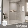 thumbnail image 1 of 44-48 in. W x 72 in. H Double Sliding Shower Door, Semi-frameless Bypass Bathroom Sliding Door with 1/4" (6mm) Tempered Glass for Walk-in Shower, Brushed Nickel 24D03-48BNX, 1 of 19