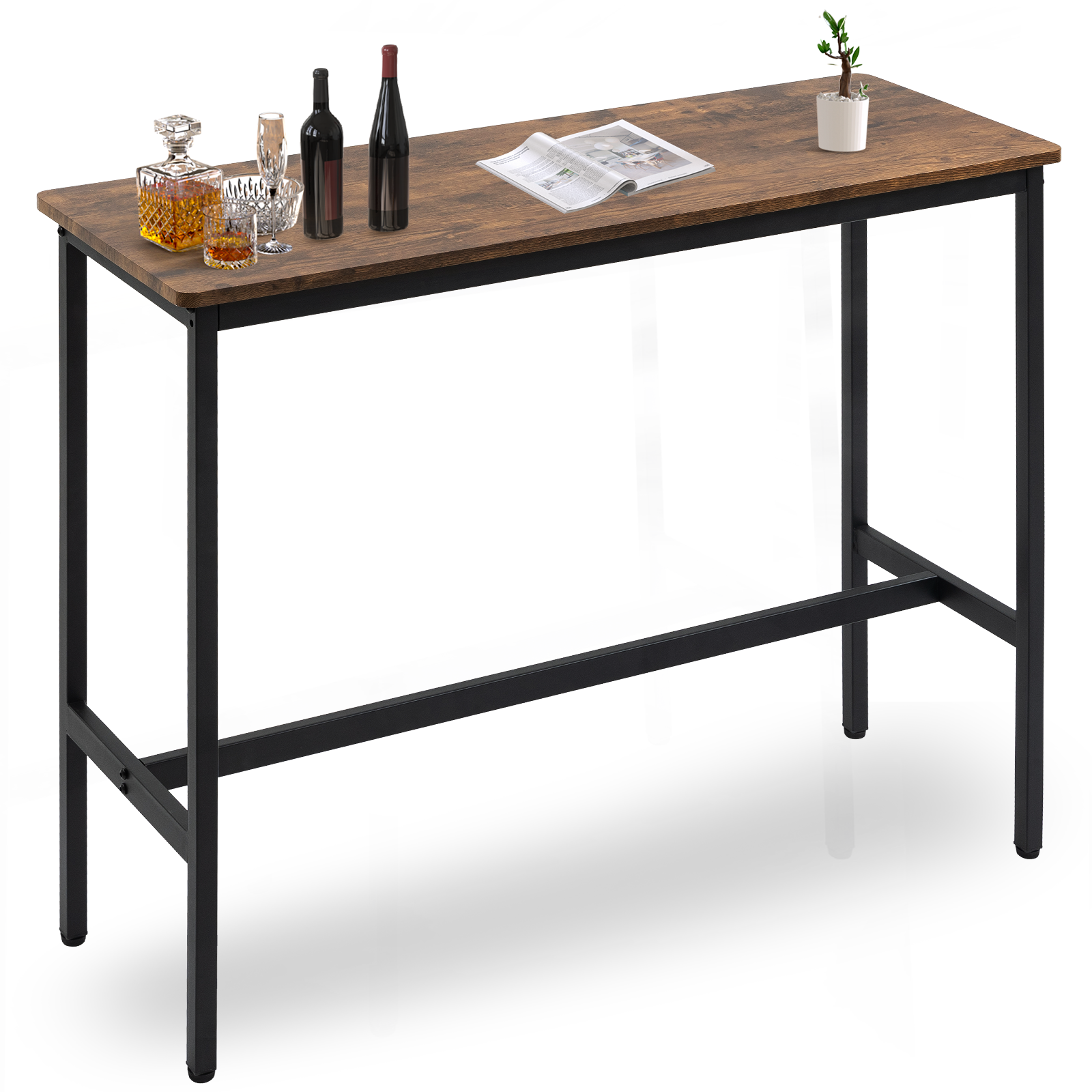 Weston Home Rectangular Concrete Top Dining Table, Brown and Concrete
