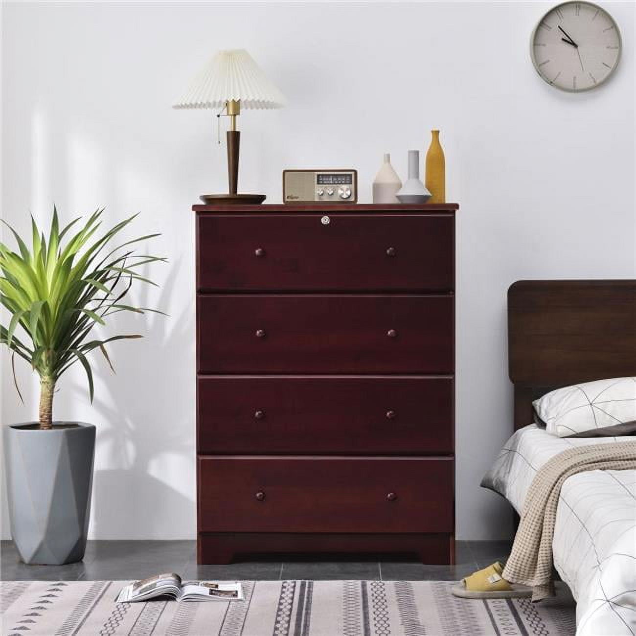 Mahogany Mid-Century Modern Vertical 4-Drawer Chest