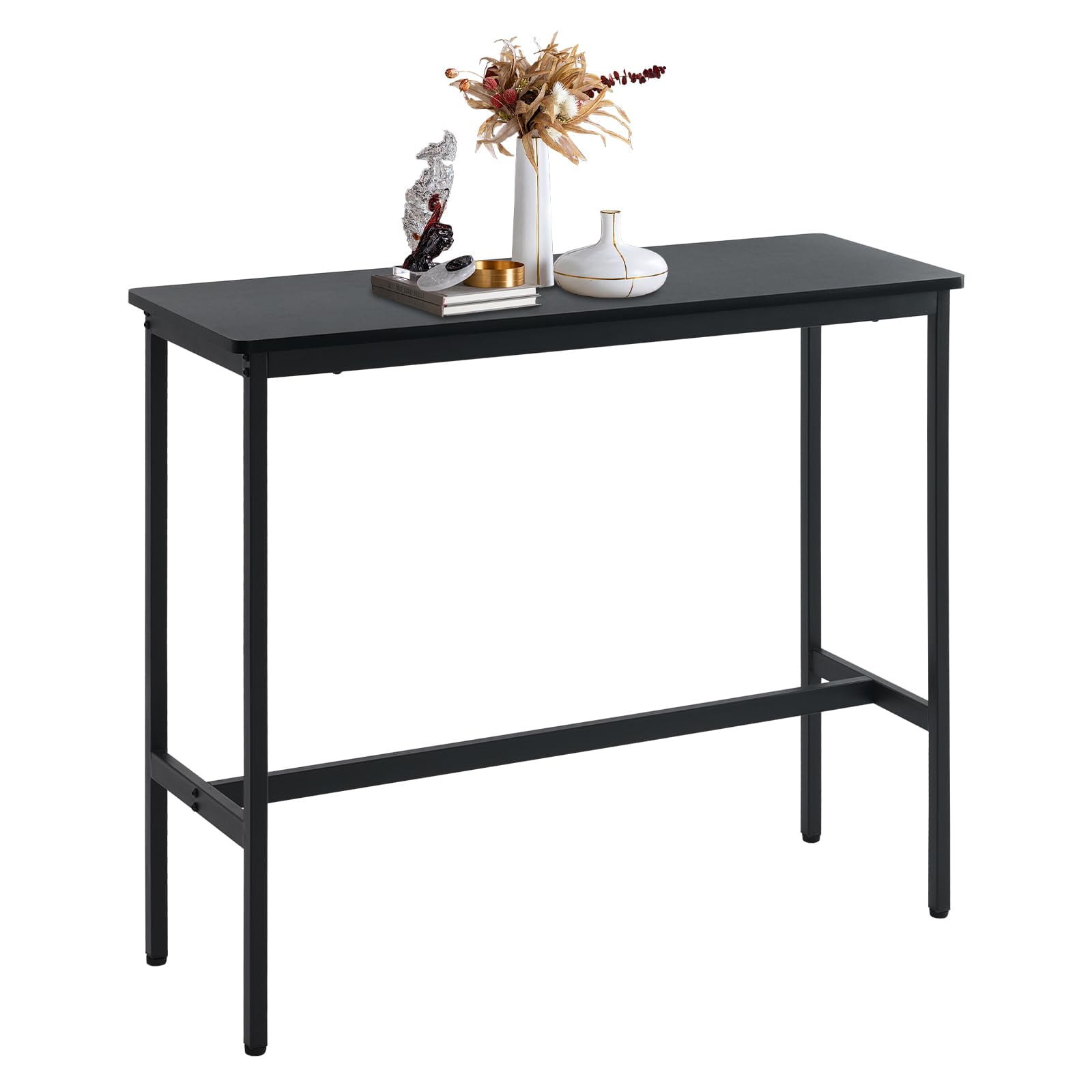 44.5" Pub Table with Adjustable Floor Protectors, Slim Rectangular ...