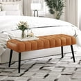 44.5\u201D End of Bed Bench Faux Leather Tufted Upholstered Bedroom
