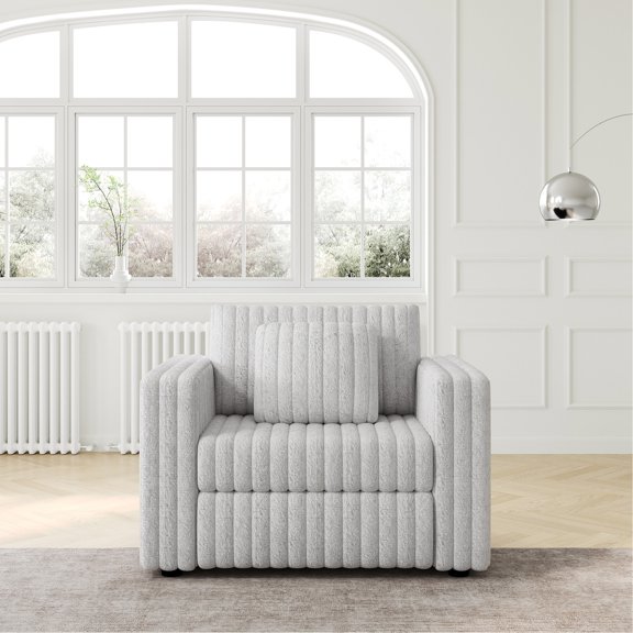 44.9" Single Seat Modular Sofa, Acrylic Imitation Rabbit Plush / Provide Comfortable Reading Space