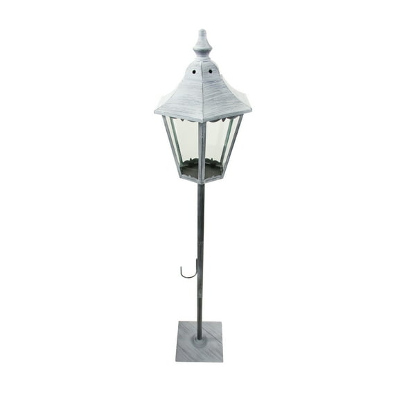 Northlight 44" Brushed Metal Christmas Lantern with Wreath Hook - Black/Gray