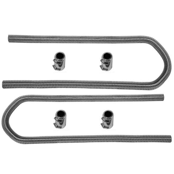 44" CHROME ALUMINUM CAPS SET CHROME STAINLESS STEEL UNIVERSAL HEATER HOSE KIT