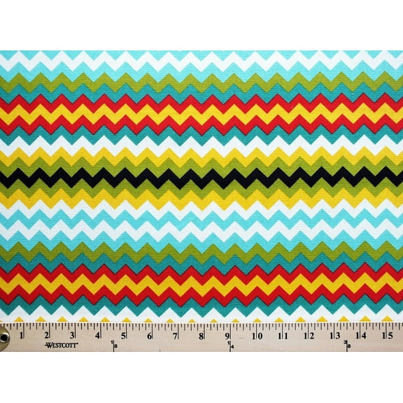 44" Cotton Duck Chevron Stripes Bright Multi-Color ZigZags Modern Home Decor Upholstery Fabric by the Yard (L6817G-3L-chevron)