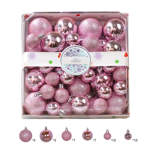 44 Count Mini Ornaments for Small Christmas Tree, Christmas Tree Ornaments Balls for Tree, Small Shatterproof Valentine Tree Hanging Bulbs Ball for Xmas Outdoor Party Decorations(Pink)
