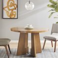 thumbnail image 1 of 44" Diameter Round Dining Table | Ideal for Dining Area, Comfortable Seating | Pecan Finish on Base | Protects Against Surface Damage, 1 of 5