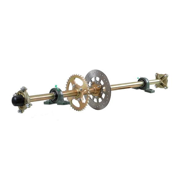 44" Go Kart Rear Axle Kit, Includes 1120mm Axle with 530 Sprocket Disc Brake Rotor 4 Lug Wheel Hubs Pillow Block Bearings for DIY ATV UTV Drift Trike Golf Cart Quad Buggy Four Wheeler Tricycle