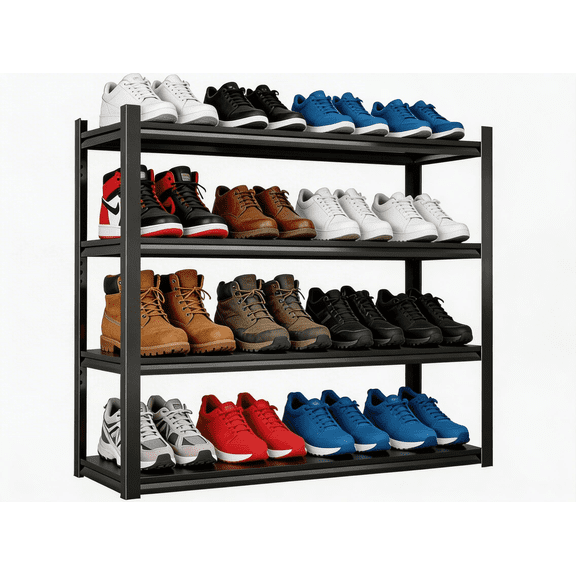44"H × 32"W Heavy Duty Shelving 2400LBS Steel Shelves Adjustable 4-Tier Garage Storage Industrial Shelf for Kitchen Pantry Basement Bathroom Laundry Shop Plant Book Shoes, 12"D
