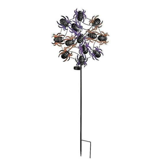 44"H Light Movement Solar Garden Stake, Purple Spider Web