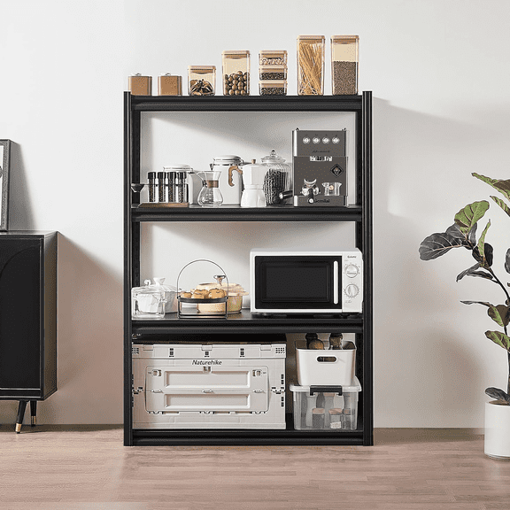 44" H Metal Shelving for Storage, 4 Tier Adjustable Kitchen Storage Shelves, Shelving Unit Bookshelf Utility Shelf Metal Storage Rack for Garage Pantry Closet Laundry, 12"D x 16"W