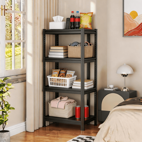 44"H Storage Shelving Unit, 4-Tier Adjustable, 2400 lbs Garage Shelves Metal Organizer Utility Rack, 14"D x 24"W for Kitchen Pantry Basement Bathroom Laundry Shop Plant Shoes Book