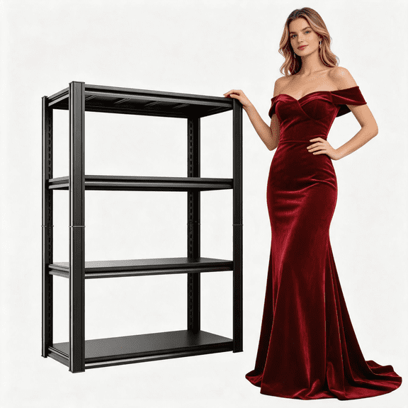 44"Hx14"W Metal Garage Shelving Unit,4-Tier Steel Storage Shelves,Double-Layer Columns,Adjustable Industrial Standing Shelf for Warehouse Basement Kitchen Pantry Bathroom Laundry Plant Shoe Book