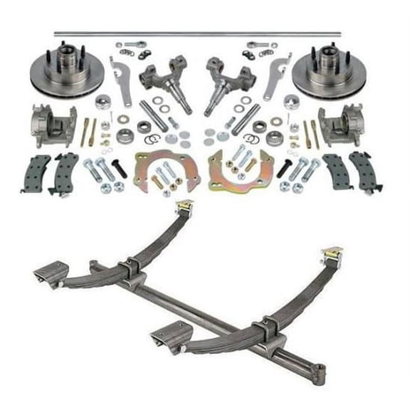 44 In HD Gasser Axle/Spindle/Brake Kit, Fits Chevy Style, 5 on 4 3/4 In