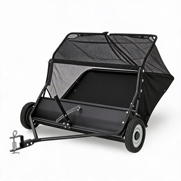 44-In Tow Behind Lawn Sweeper with 24 Cu. Ft. Hopper, Adjustable Height and Universal Hitch Fit