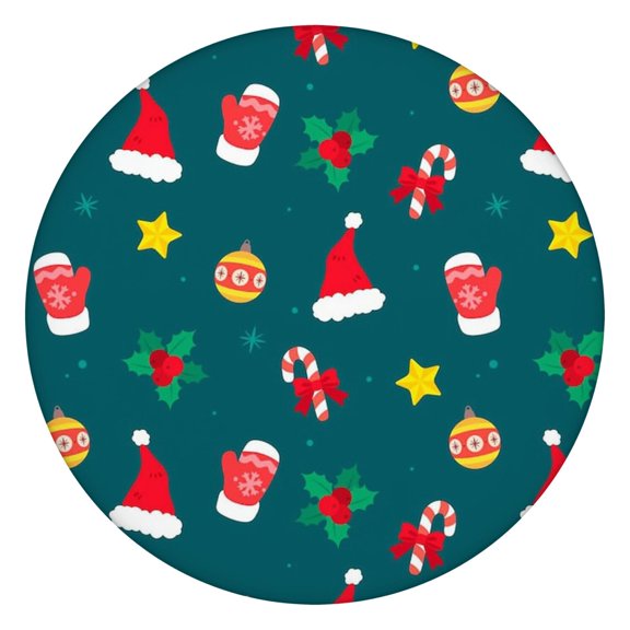 44-Inch Circular Christmas Tablecover with Elastic Trim, Provides a Secure Fit for Various Holiday Occasions and Events