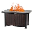thumbnail image 1 of 44 Inch Gas Fire Pit Table, 50000 BTU Propane Fire Pit with Cover & Storage Cabinet, Durable Rattan Design for Backyard,Porch, Double Door Storage, 1 of 8