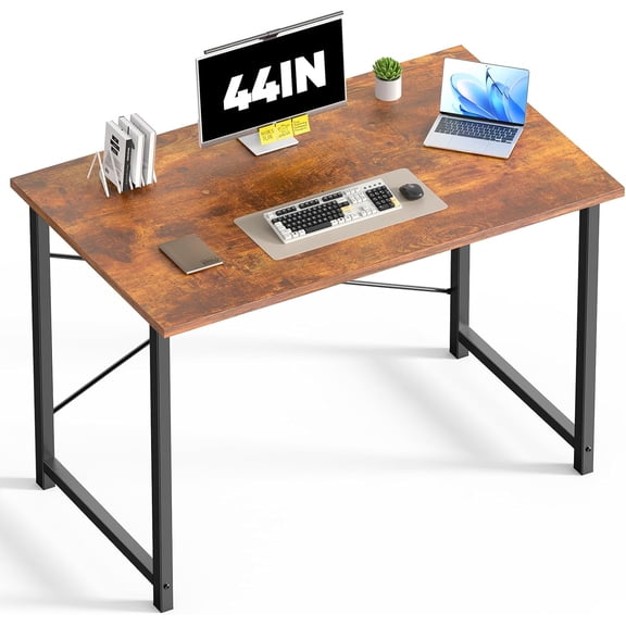 44 Inch Modern Wood Brown Writing Desk with X-Shaped Steel Base
