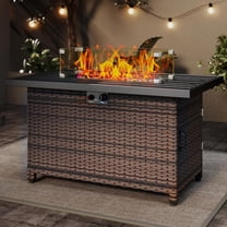 Ovios Outdoor Wicker Propane Fire Pit Table 42-Inch 50,000 BTU Flame ...