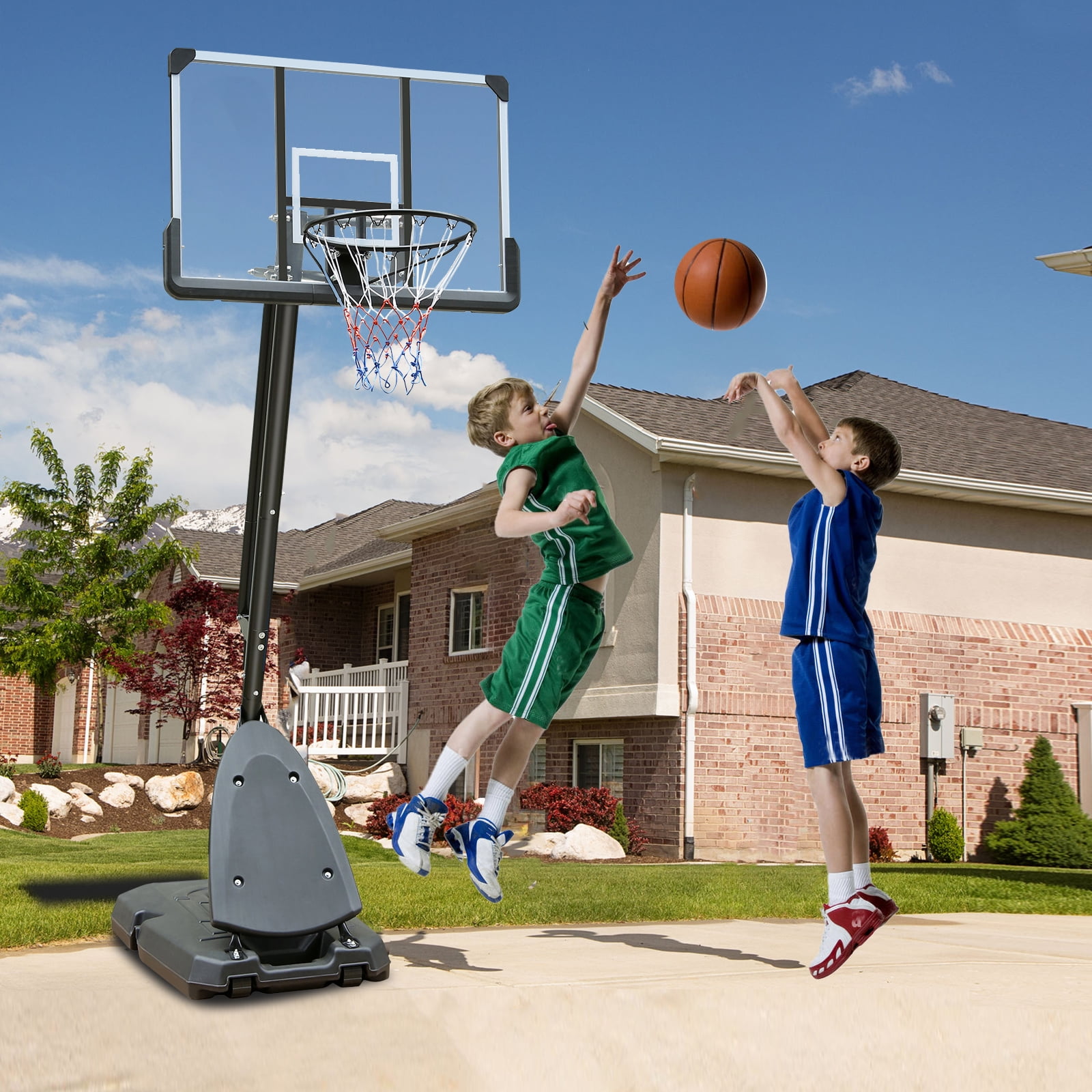44 Inch Portable Basketball Hoop, 7.510ft Height Adjustable Basketball