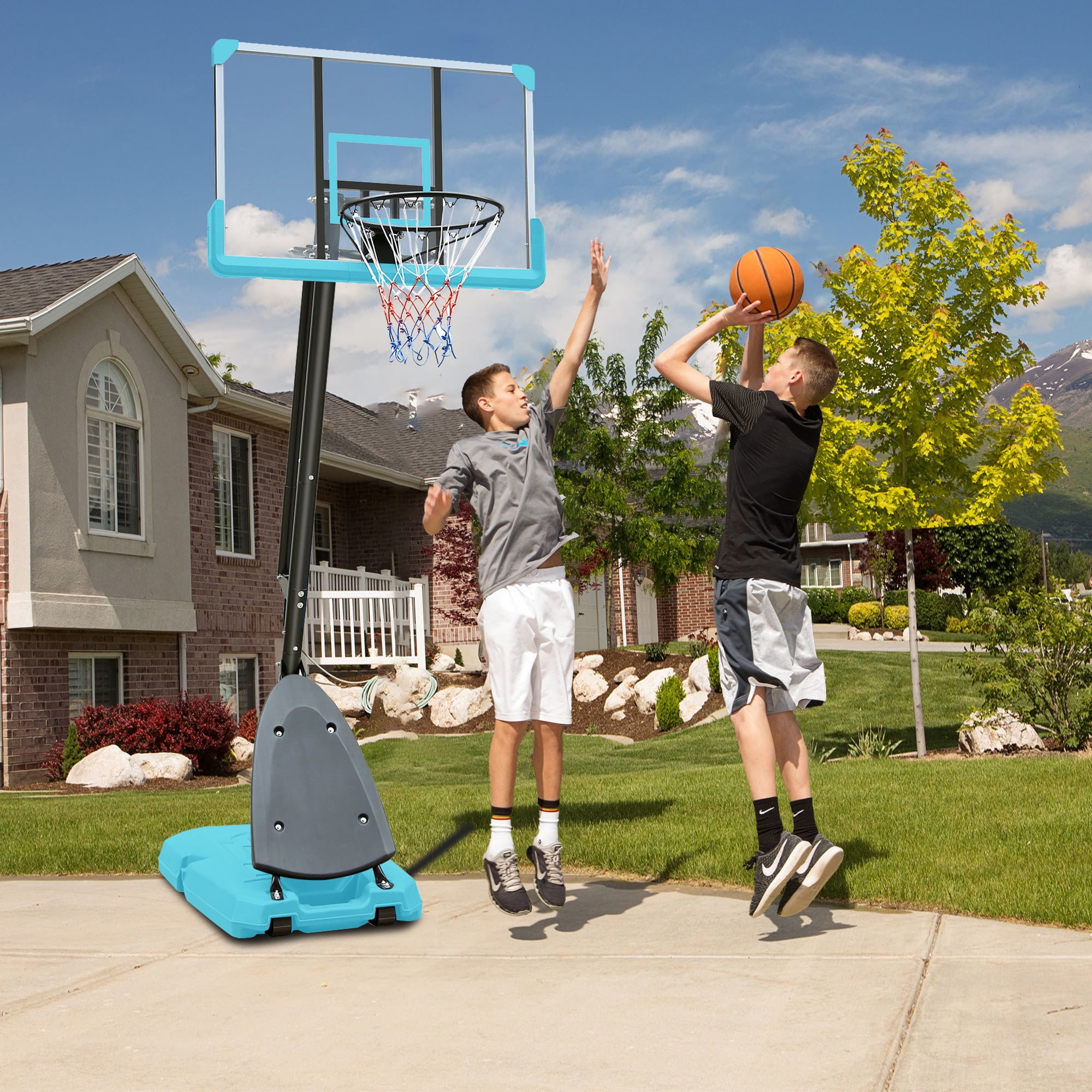 44'' Portable Basketball Hoop, Adjustable 7.510ft, Indoor/Outdoor