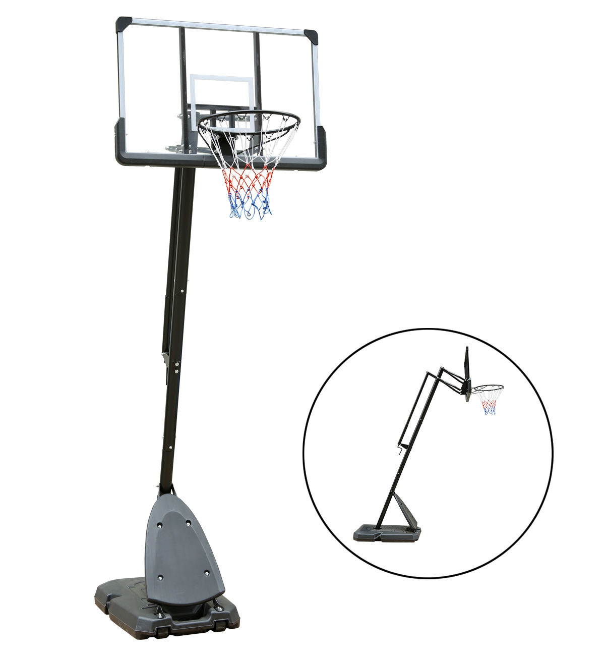 44 Inch Portable Basketball Hoop, 7.510ft Height Adjustable Basketball