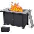 thumbnail image 1 of 44 Inch Propane Fire Pit Table, 50000BTU Rectangle Fire Table with Double-Sided Cover, Separate Storage Space, S/late Tabletop&Hidden Ignition, Companion for Your Garden(Double Door), 1 of 10