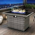 thumbnail image 1 of 44 Inch Propane Gas Fire Pits Table for Outside Patio, 60000 BTU Rectangular Outdoor Wicker Rattan Fire Pit with Glass Wind Guard, 1 of 7