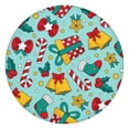 thumbnail image 1 of 44 Inch Round Christmas Table Cover with Elastic Border, Holiday Theme for Dinner Party Settings, 1 of 6