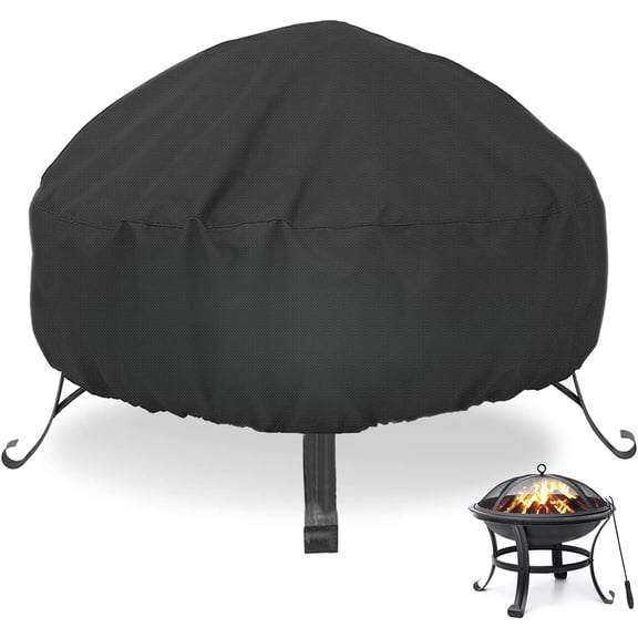44 Inch Round Fire Pit Cover for 41-44 Inch Firepits Waterproof Windproof Dustproof UV Resistant Heavy Duty Black Outdoor Patio Firepit Table Cover