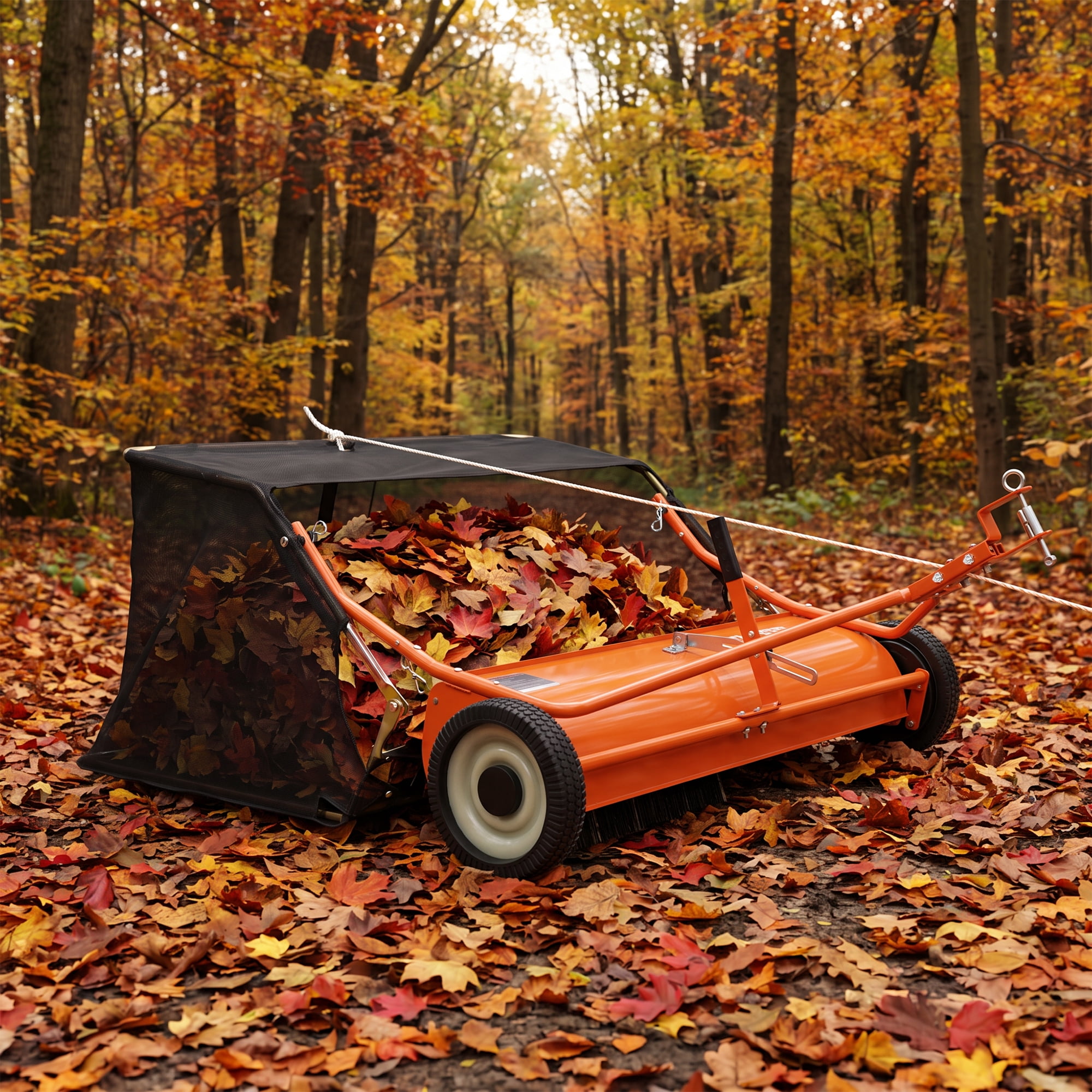 44 Inch Tow Behind Lawn Sweeper, 26 Cu Ft Heavy Duty Grass and Leaf ...