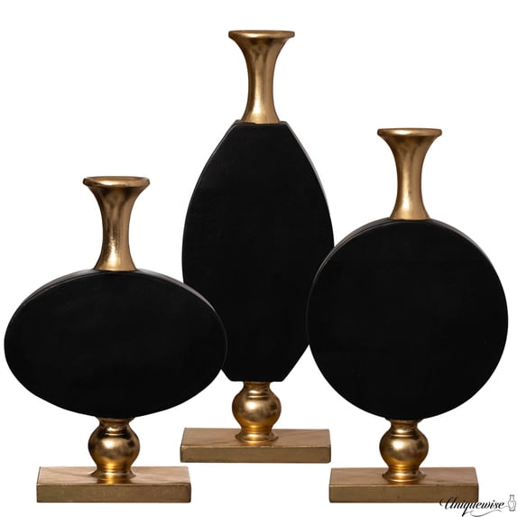 44 Inch Vintage Gold and Black Fiberglass Tall Floor Vase - Enhances Home Decor with Farmhouse Charm-Perfect as a Statement Piece for Living Room Centerpiece, Entryway, Dining Room, and Hallway Decor