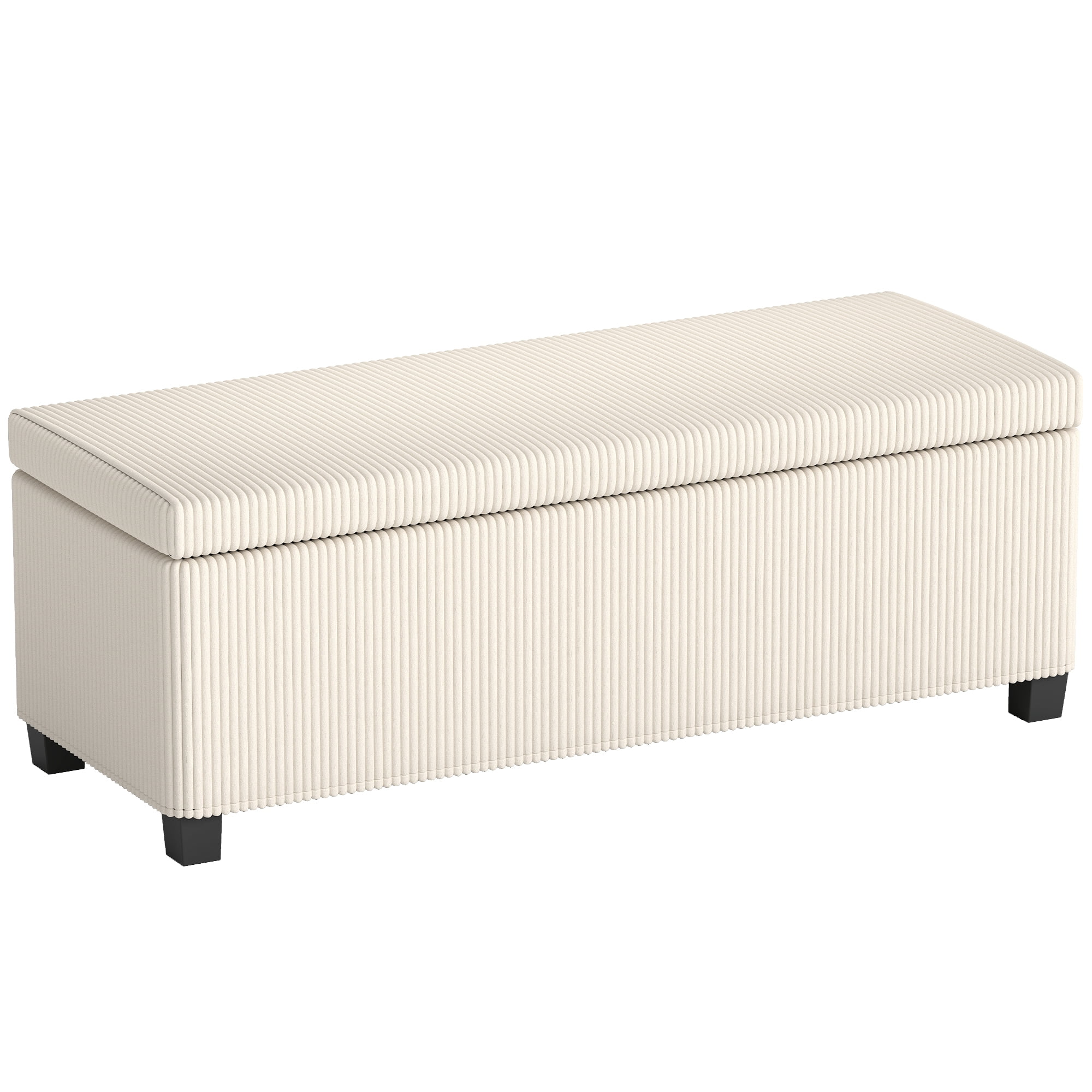 44 Inches Ottoman with Storage, Lid, Legs, Corduroy End of Bed Bench ...