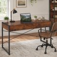 thumbnail image 1 of 44" Industrial Computer Desk with 2-Drawer, Study Writing Desk with Steel Frame for Home Office,Brown, 1 of 9