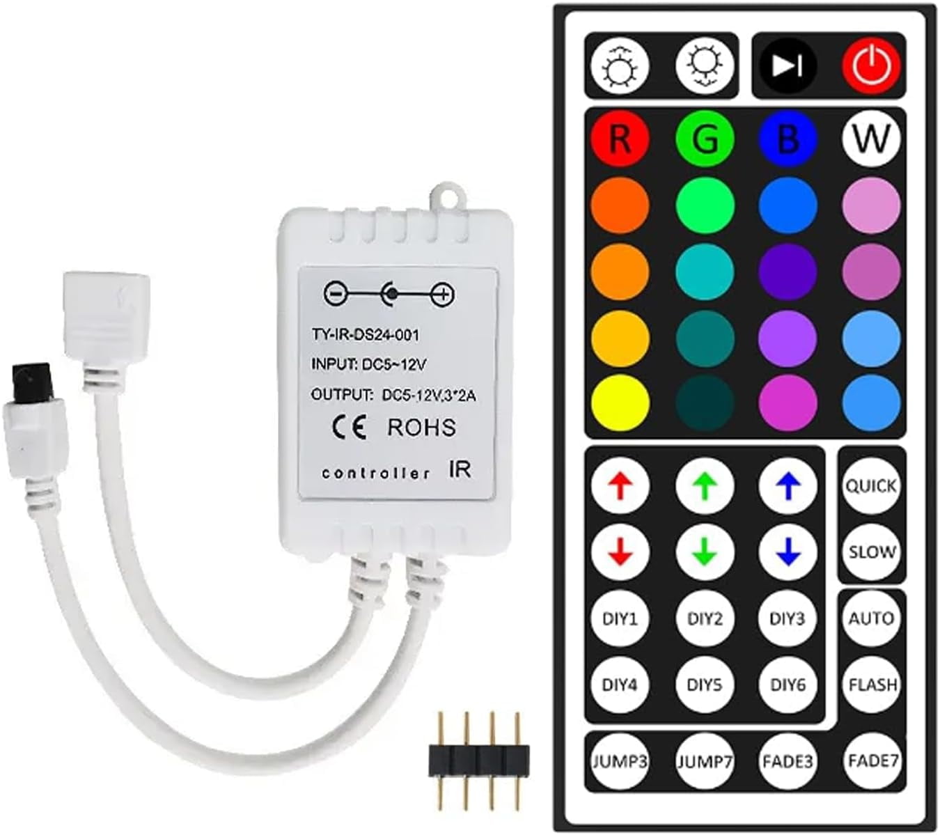 44 Key LED Strip Controller, IR Remote Controller Kit, Wireless ...