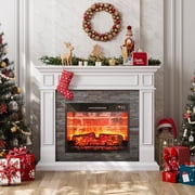 44"L Fireplace Mantel with 23" Electric Fireplace, Wooden Free Standing Fireplace for Living Room, White
