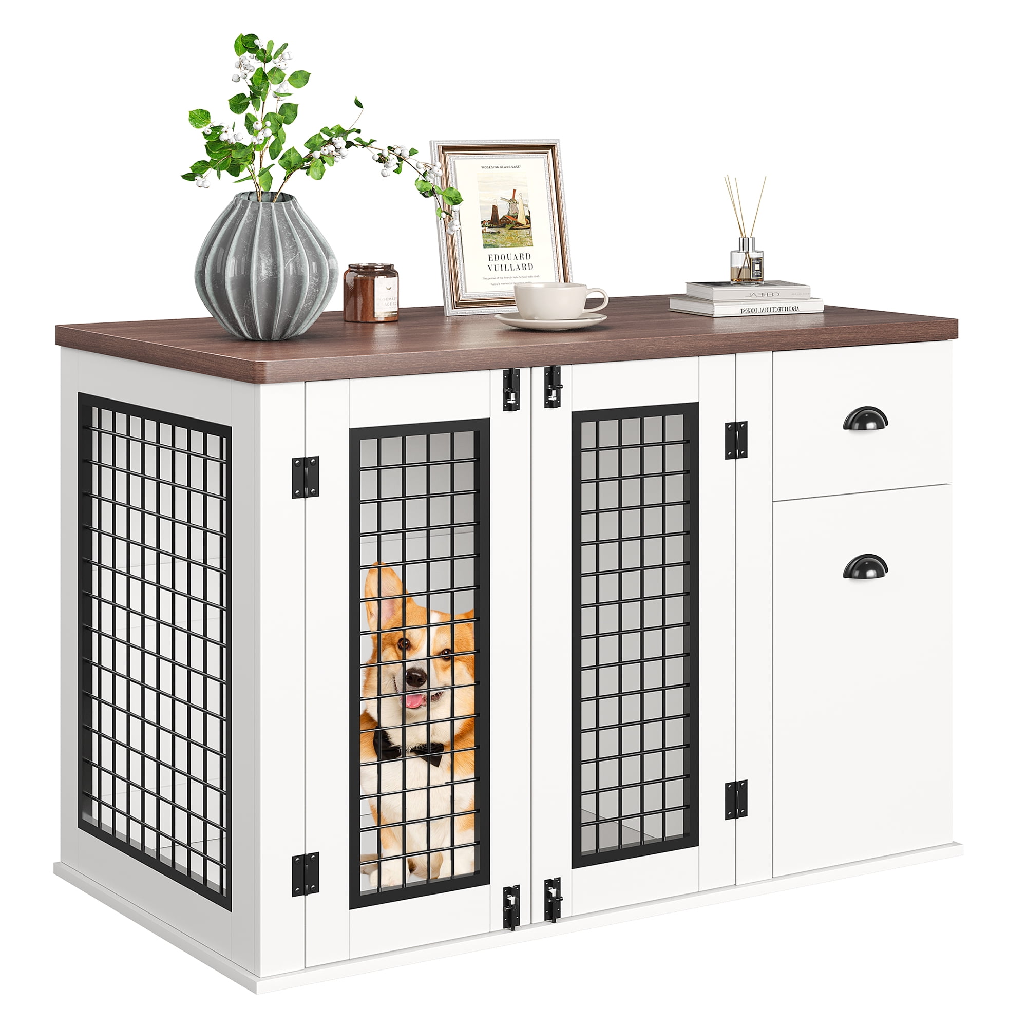 Curated visual reference: Picture Idea: 44 Large Dog Crate End Table With Drawers Cabinets