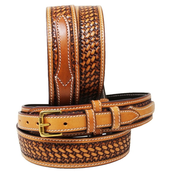 44  Men's 1 1/2" Wide Floral Tooled Leather Casual Jean Ranger Belt 26RAA90TNW